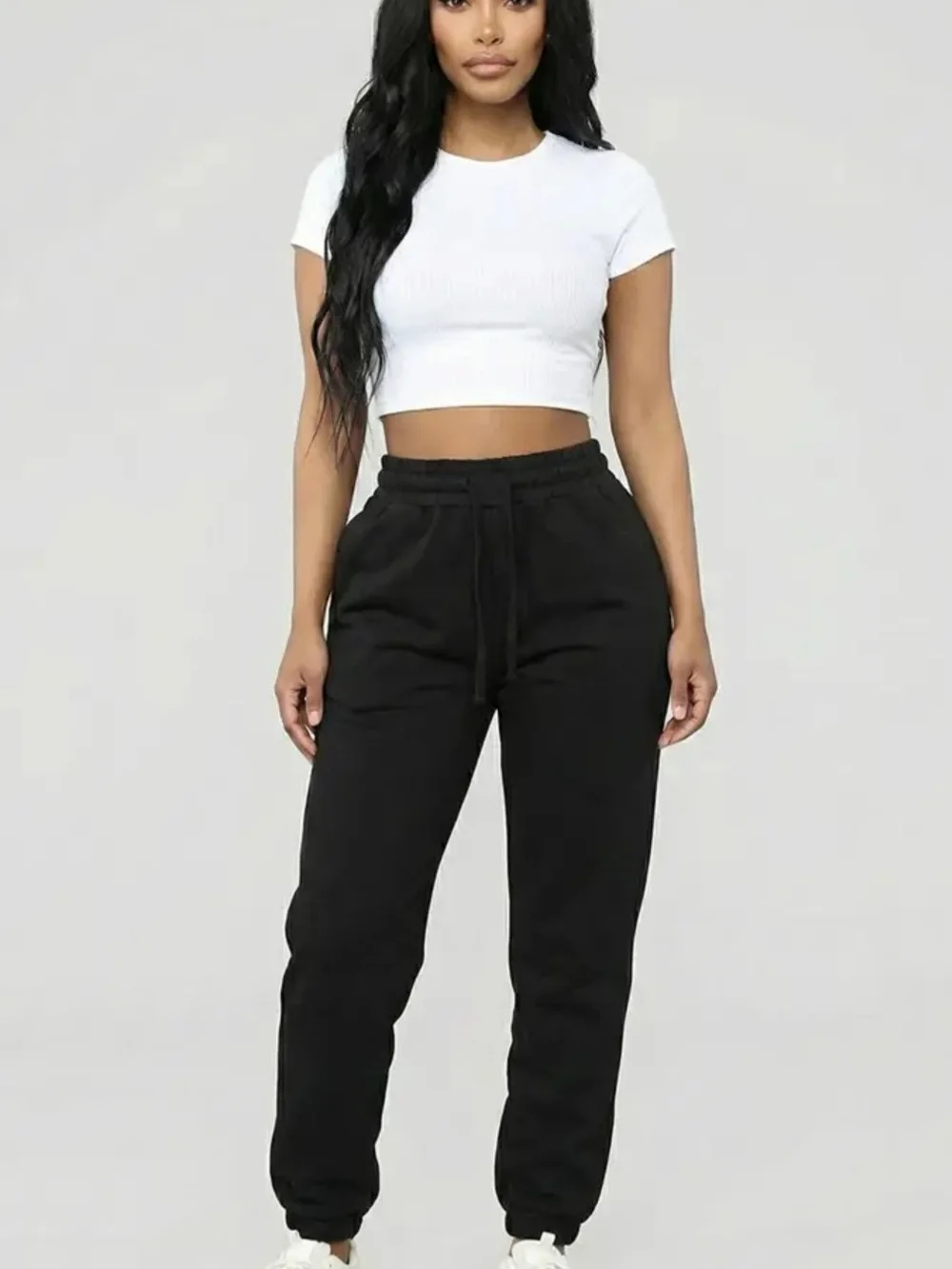 Women’s Black Drawstring Jogger Pants - Picture 1 of 5
